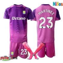 Camiseta Aston Villa Emiliano Martinez #23 Portero Tercera Equipación para niños 2025-26 manga corta (+ pantalones cortos)